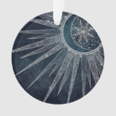 シルバーサンエレガントムーンドゥードルマンダラブルーデザイン オーナメント (正面)