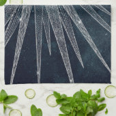 シルバーサンエレガントムーンドゥードルマンダラブルーデザイン キッチンタオル (折り畳み)