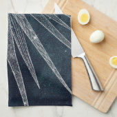 シルバーサンエレガントムーンドゥードルマンダラブルーデザイン キッチンタオル (四つ折り)