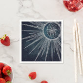 シルバーサンエレガントムーンドゥードルマンダラブルーデザイン スタンダードカクテルナプキン (インサイチュ)