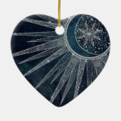 シルバーサンエレガントムーンドゥードルマンダラブルーデザイン セラミックオーナメント (裏面)