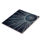 シルバーサンエレガントムーンドゥードルマンダラブルーデザイン タイル (側面)