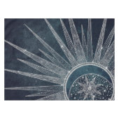 シルバーサンエレガントムーンドゥードルマンダラブルーデザイン テーブルクロス (正面(横))