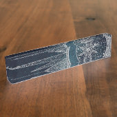 シルバーサンエレガントムーンドゥードルマンダラブルーデザイン デスクネームプレート (側面)