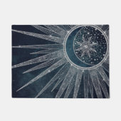 シルバーサンエレガントムーンドゥードルマンダラブルーデザイン ドアマット (正面)