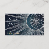 シルバーサンエレガントムーンドゥードルマンダラブルーデザイン 名刺 (正面)
