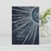 シルバーサンエレガントムーンドゥードルマンダラブルーデザイン 招待状 (スタンド正面)