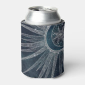 シルバーサンエレガントムーンドゥードルマンダラブルーデザイン 缶クーラー (缶正面)