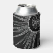 シルバーサンエレガントムーンマンダラブラックデザイン 缶クーラー (缶正面)