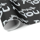 シルバーサンキューブラックラッピング紙 ラッピングペーパー (ロールコーナー)