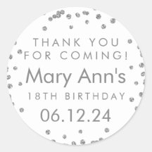 シルバーサンキュー誕生日グリッター紙吹雪ホワイト