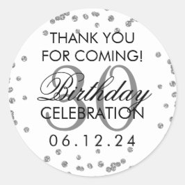 シルバーサンキュー30th誕生日グリッター紙吹雪 ラウンドシール