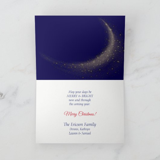 シルバーサンタとスリーの星のコメットクリスマス カード (内部)