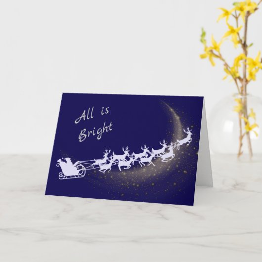 シルバーサンタとスリーの星のコメットクリスマス カード (黄色い花)