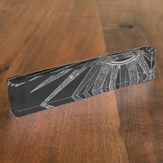 シルバーサンムエレガントーンマンダラブラックデザイン デスクネームプレート (側面)