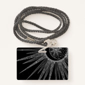 シルバーサンムエレガントーンマンダラブラックデザイン バッジ (裏面ランヤード)