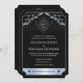 シルバーサンムーンタロット結婚のQRコード招待状 招待状 (正面/裏面)