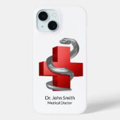 シルバーサーペンスネークレッドメディカルクロスシンボル Case-Mate iPhoneケース (裏面)