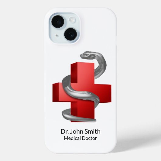 シルバーサーペンスネークレッドメディカルクロスシンボル Case-Mate iPhoneケース (裏面)