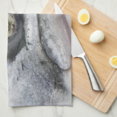 シルバーサーモン顔 キッチンタオル (四つ折り)