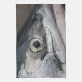 シルバーサーモン顔 キッチンタオル (縦)