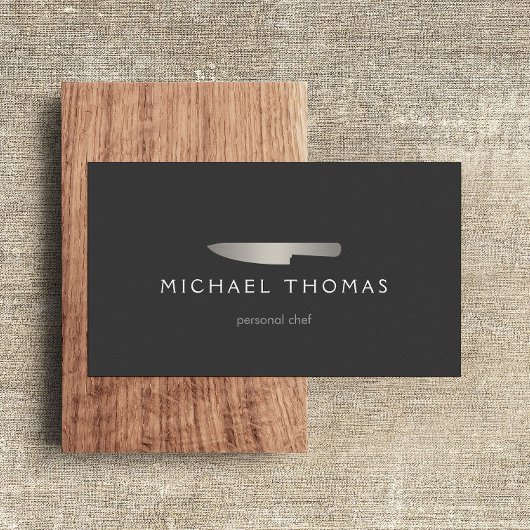 シルバーシェフナイフロゴ2ケータリング，レストラン 名刺