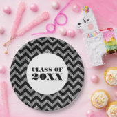 シルバーシェブロングリッター卒業紙プレート ペーパープレート (パーティー)