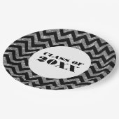 シルバーシェブロングリッター卒業紙プレート ペーパープレート (アングル)