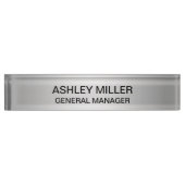 シルバーシェード&ブラック文字デスク名プレート デスクネームプレート (正面)