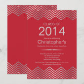 シルバーシエレガントェブロン卒業パーティー招待状 招待状 (正面/裏面)