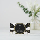 シルバーシザーズブラック金ゴールドグリッター美容師 名刺 (スタンド正面)