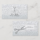 シルバーシザーズホワイトグリッターシック美容師 名刺 (正面/裏面)