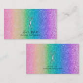 シルバーシザーレインボーグリッター美容師 名刺 (正面/裏面)