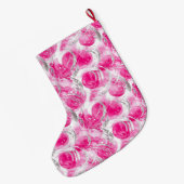 シルバーシックかわいらしピンクグラムクリスマス ラージクリスマスストッキング (裏面 (吊り時))