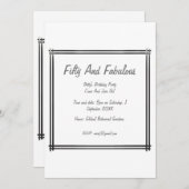 シルバーシックなフレーム50と素晴らしい誕生日 招待状 (正面/裏面)