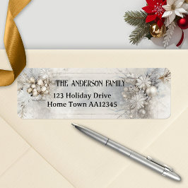 シルバーシック素朴クリスマス差出人住所ラベル ラベル