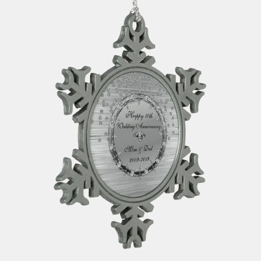 シルバーシック・ダイアモンド結婚10周年 スノーフレークピューターオーナメント (左)