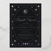 シルバーシティーブラックタロットカードブライダルシャワー 箔招待状 (正面)