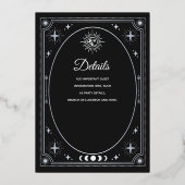 シルバーシティーブラックタロットカードブライダルシャワー 箔招待状 (裏面)