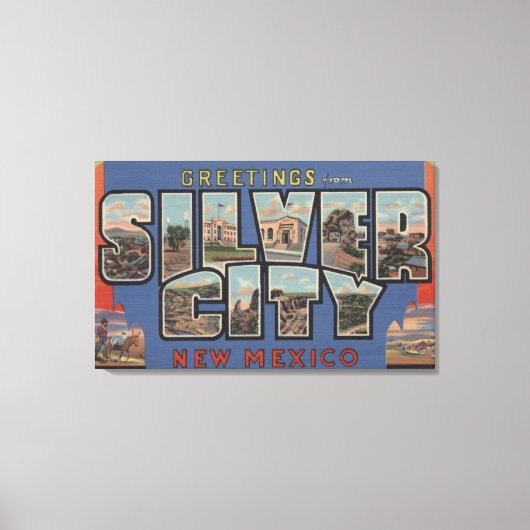 シルバーシティ,ニューメキシコ – ラージ・レター・シーン キャンバスプリント (正面)