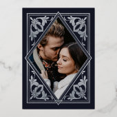 シルバーシナタロットゴシック写真保存日 箔招待状 (裏面)