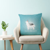 シルバーシベリアハスキードッグハッピーバースデーデザイン クッション (椅子)
