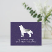 シルバーシベリアンハスキー犬 思い出してるよ ポストカード (スタンド正面)