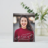 シルバーシャインスクリプト写真卒業はがき インビテーションポストカード (スタンド正面)