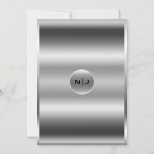 シルバーシャイン シャイニー メタリック エレガント クラシック ウェディング 招待状 (裏面)