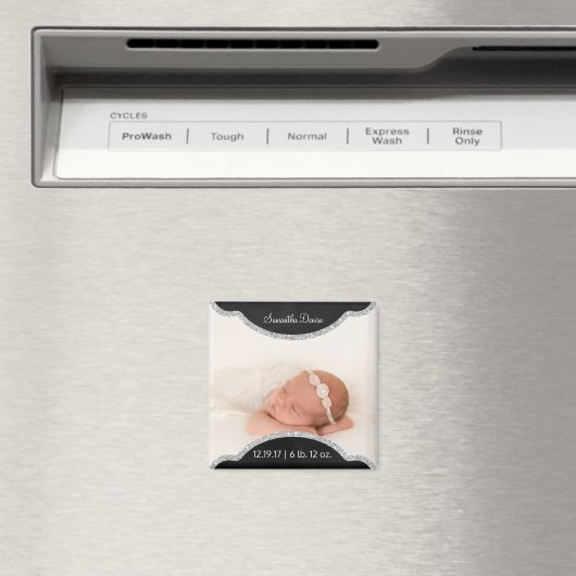 シルバーシャルボード |ベビー写真の生誕発表 マグネット (インサイチュ (食洗機))