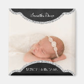 シルバーシャルボード |ベビー写真の生誕発表 マグネット (正面)