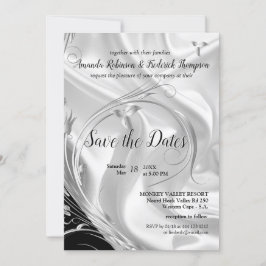 シルバーシャンパンシルクでブラックSave the Dates 招待状