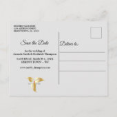 シルバーシャンパンシルクでブラックSave the Dates 案内ポストカード (裏面)