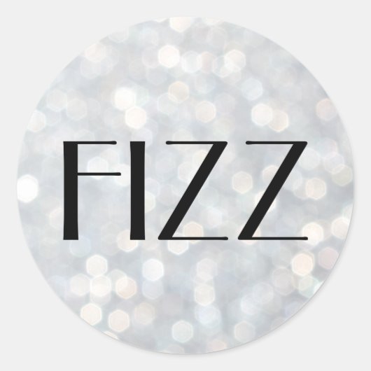 シルバーシャンパンバブルステッカーのFIZZ ラウンドシール (正面)